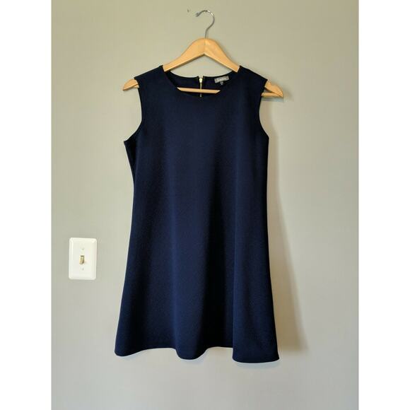 Neiman Marcus Shift Dress Womens 6 Navy Blue Gold Preppy Short Twee Heritage - Picture 4 of 5